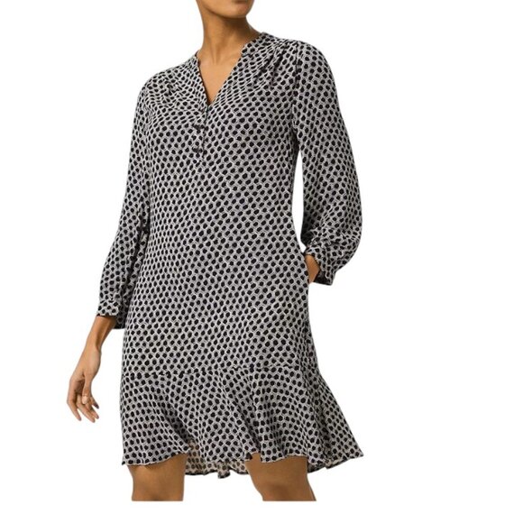 NEW Hobbs London Navy & White Relaxed Fit Kiki Geometric Print Mini Dress - Picture 1 of 6